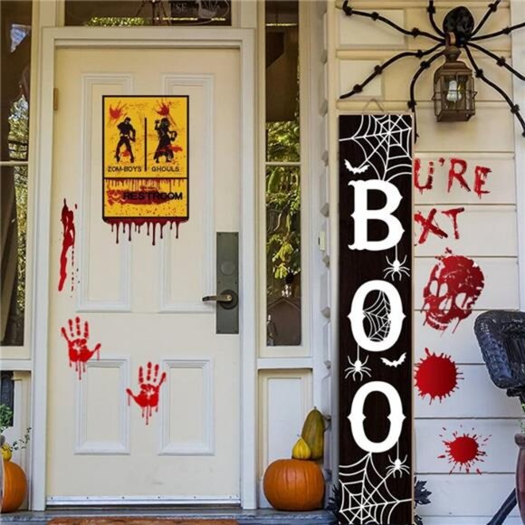 Halloween Porch Sign Boo Sign For Front Porch Scary Wooden Vertical Welcome Sign - Picture 6 of 8